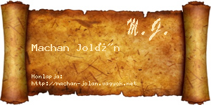 Machan Jolán névjegykártya